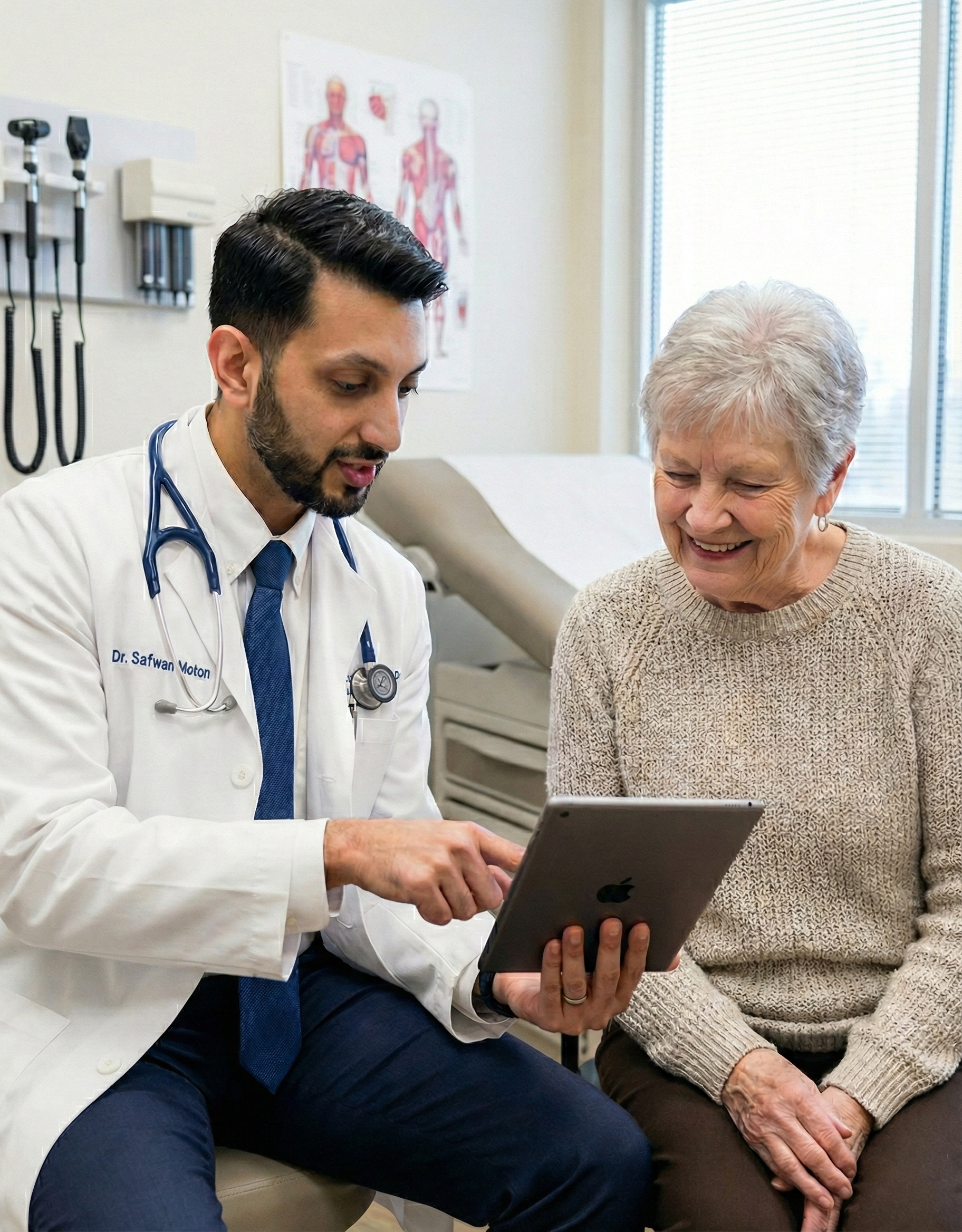 Dr. Moton consulting with patient